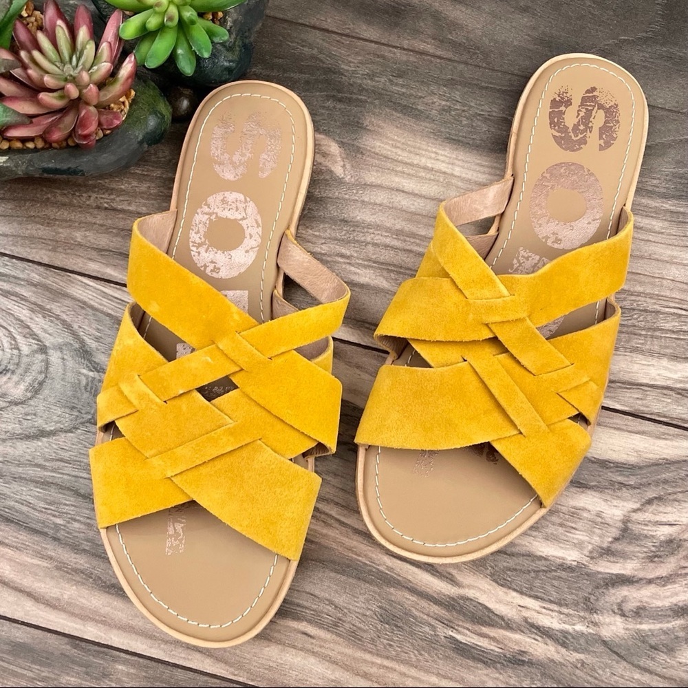 NEW Sorel Ella Woven Suede Slide Sandal 8.5